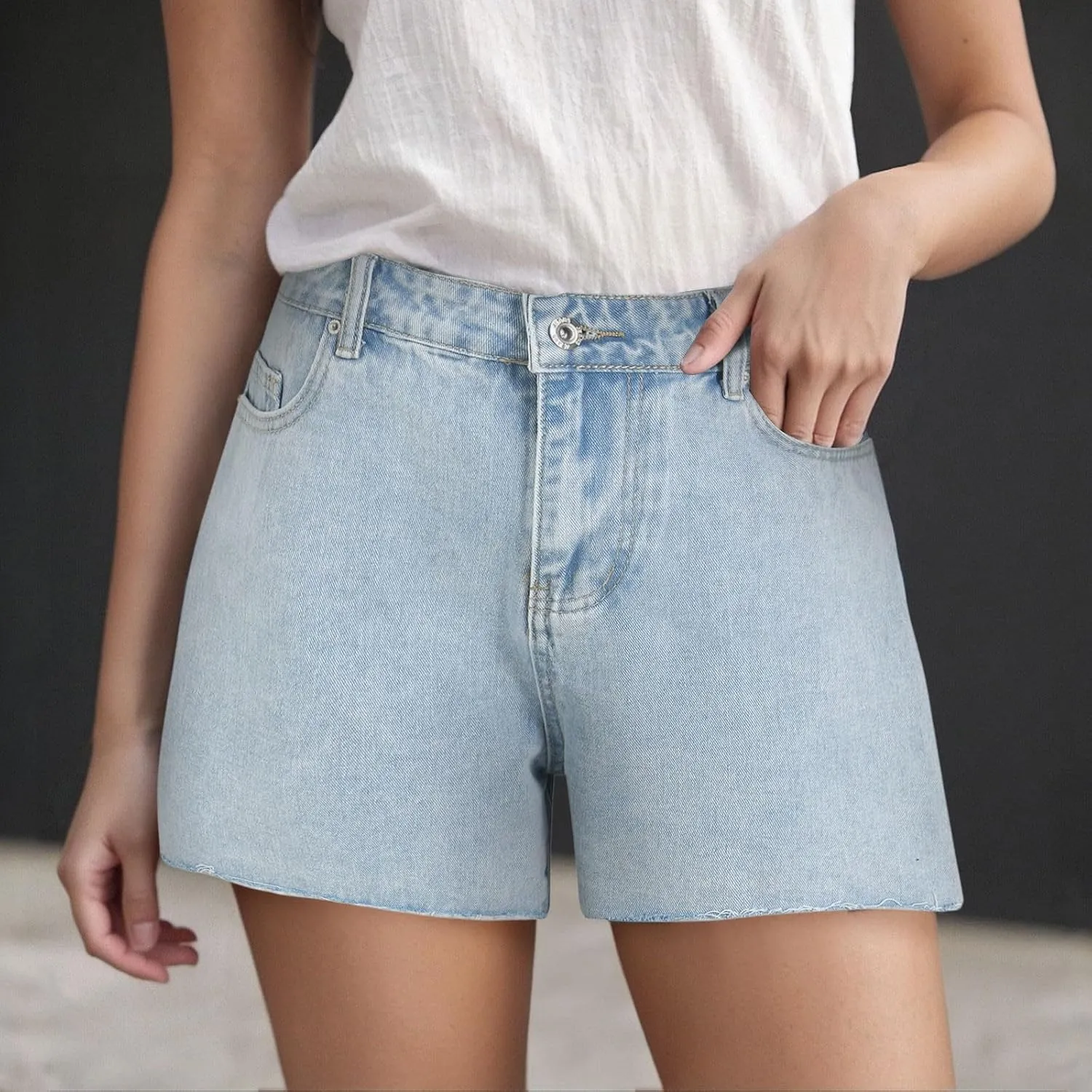 Women's Denim Shorts Summer Baggy High Waisted Flowy Wide Leg Buttons Pleated Casual Jean Short 2025 Fashion