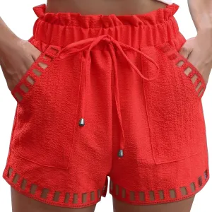 Women's Fashion Drawstring Shorts Casual Vacations Beach Summer Pants High-Waisted Lace-Up Office Relax Lounge Shorts