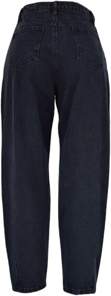 Women's High Waisted Jeans Baggy Metallic Glitter Straight Leg Ripped Denim Pants