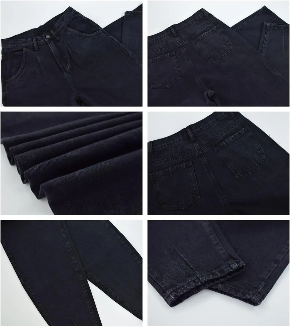 Women's High Waisted Jeans Baggy Metallic Glitter Straight Leg Ripped Denim Pants