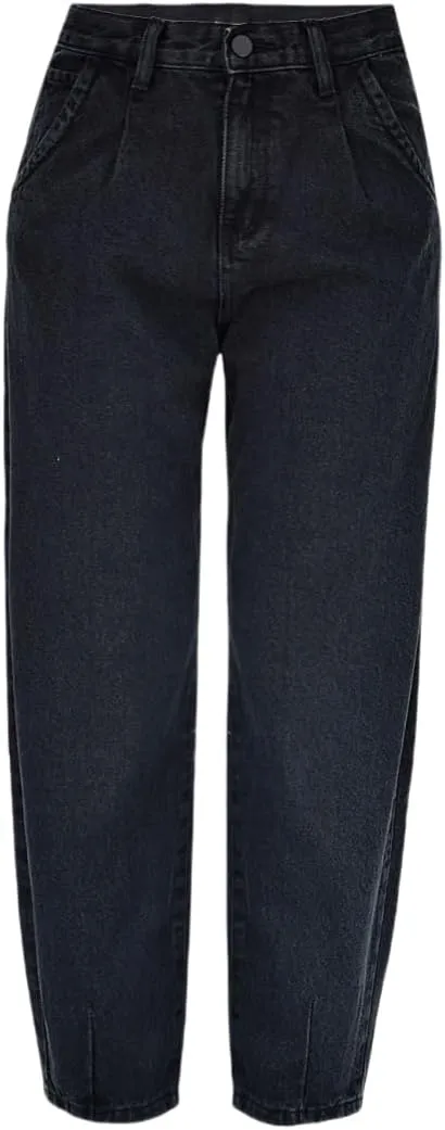 Women's High Waisted Jeans Baggy Metallic Glitter Straight Leg Ripped Denim Pants