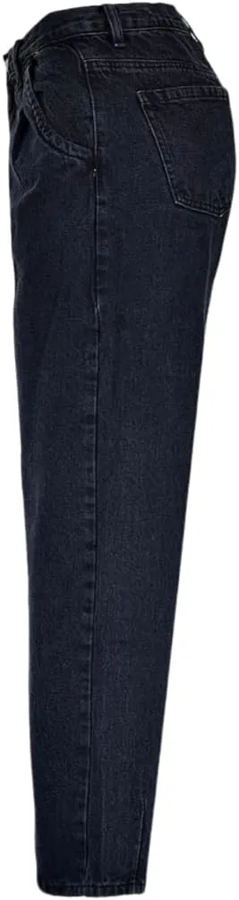 Women's High Waisted Jeans Baggy Metallic Glitter Straight Leg Ripped Denim Pants