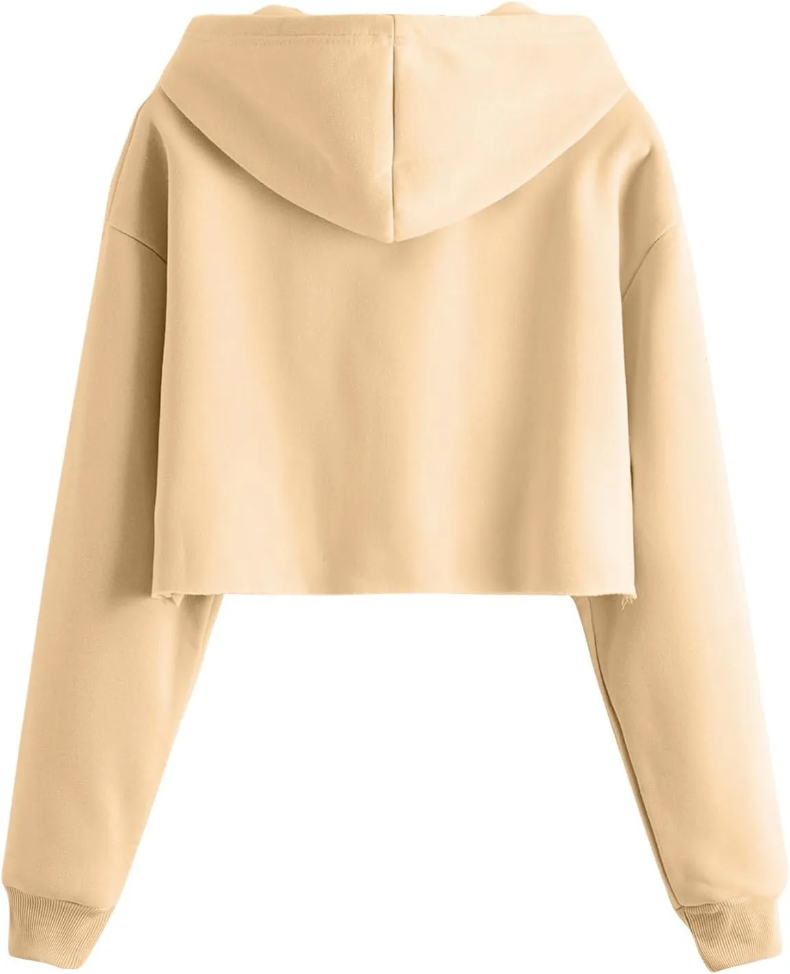 Womens Hoodies Long Sleeve Cropped Hoodies Pullover Drop Shoulder Drawstring Comfort Fall Sweatshirts Cute Hoodies