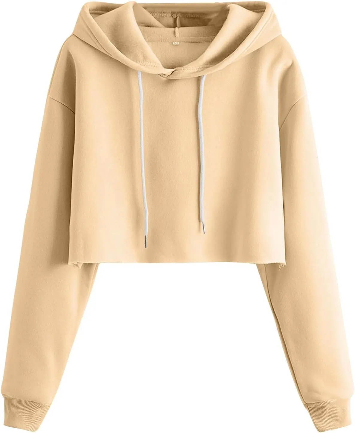 Womens Hoodies Long Sleeve Cropped Hoodies Pullover Drop Shoulder Drawstring Comfort Fall Sweatshirts Cute Hoodies