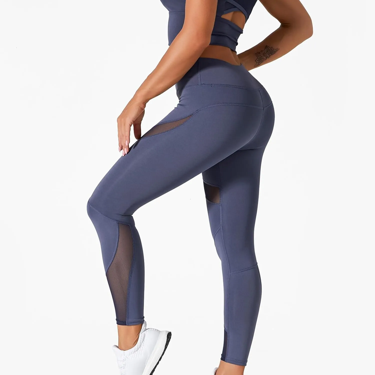 Women's Knit Breathable Yoga Pants Trendy Slim Tight Height Waist Gym Fitness Leggings Park Jogging Casual Sweatpants