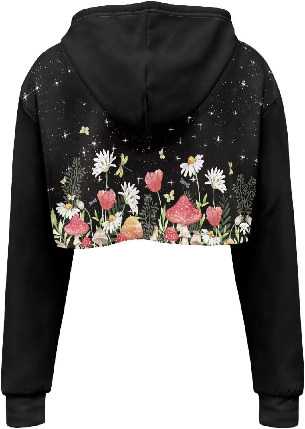 Womens Long Sleeve Crop Top Hoodies Drawstring Crop Top Sweatshirts for Teen Girls