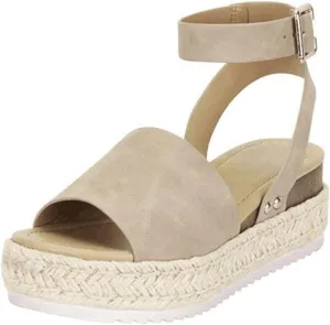 Womens Open Toe Buckle Ankle Strap Espadrilles Flatform Wedge Casual Sandal Wedge Sandal Ankle Buckle Beach Open Toe Wide Widge Sanddals Orthopedic Width