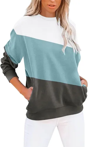 Womens Oversized Sweatshirts Fall Crewneck Long Sleeve Pullover Sweatshirt Trendy Lightweight Outdoors Tops