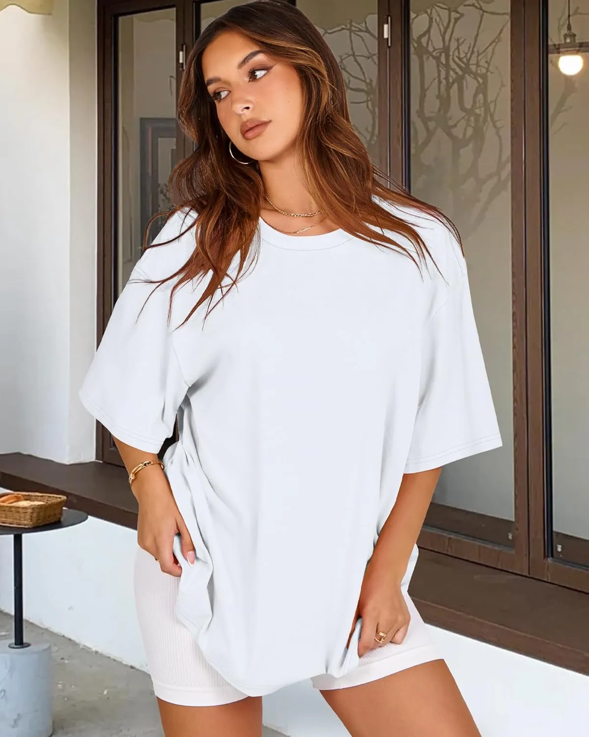 Womens Oversized Tshirt Graphic Tees Crew Neck Summer Short Sleeve Loose Fit Tops