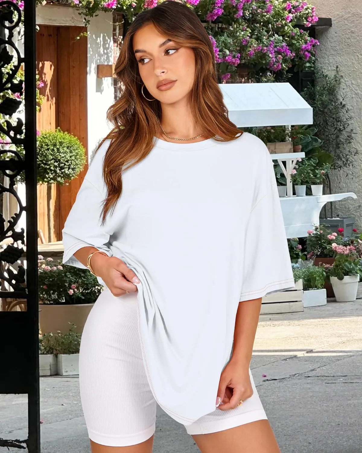 Womens Oversized Tshirt Graphic Tees Crew Neck Summer Short Sleeve Loose Fit Tops