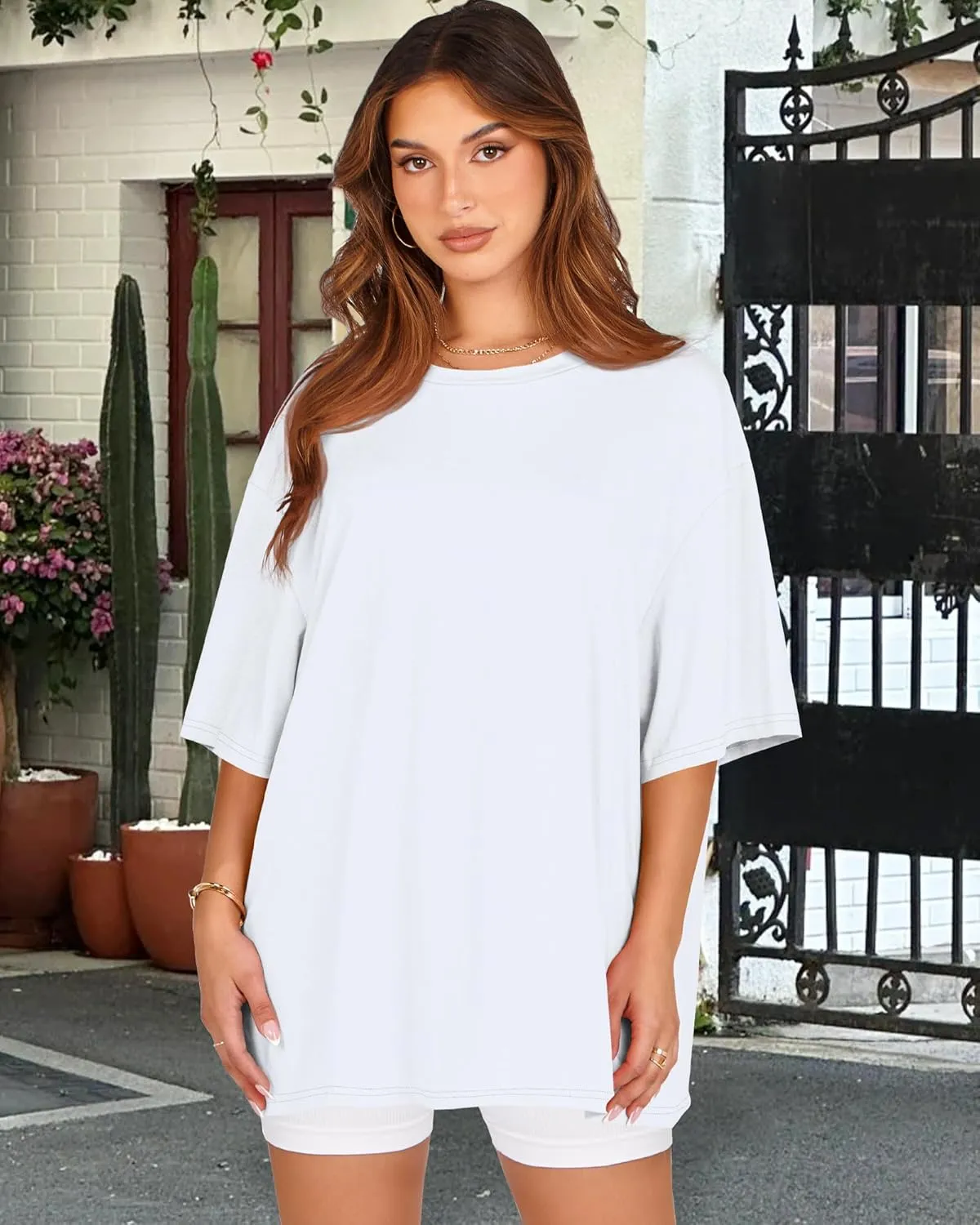 Womens Oversized Tshirt Graphic Tees Crew Neck Summer Short Sleeve Loose Fit Tops
