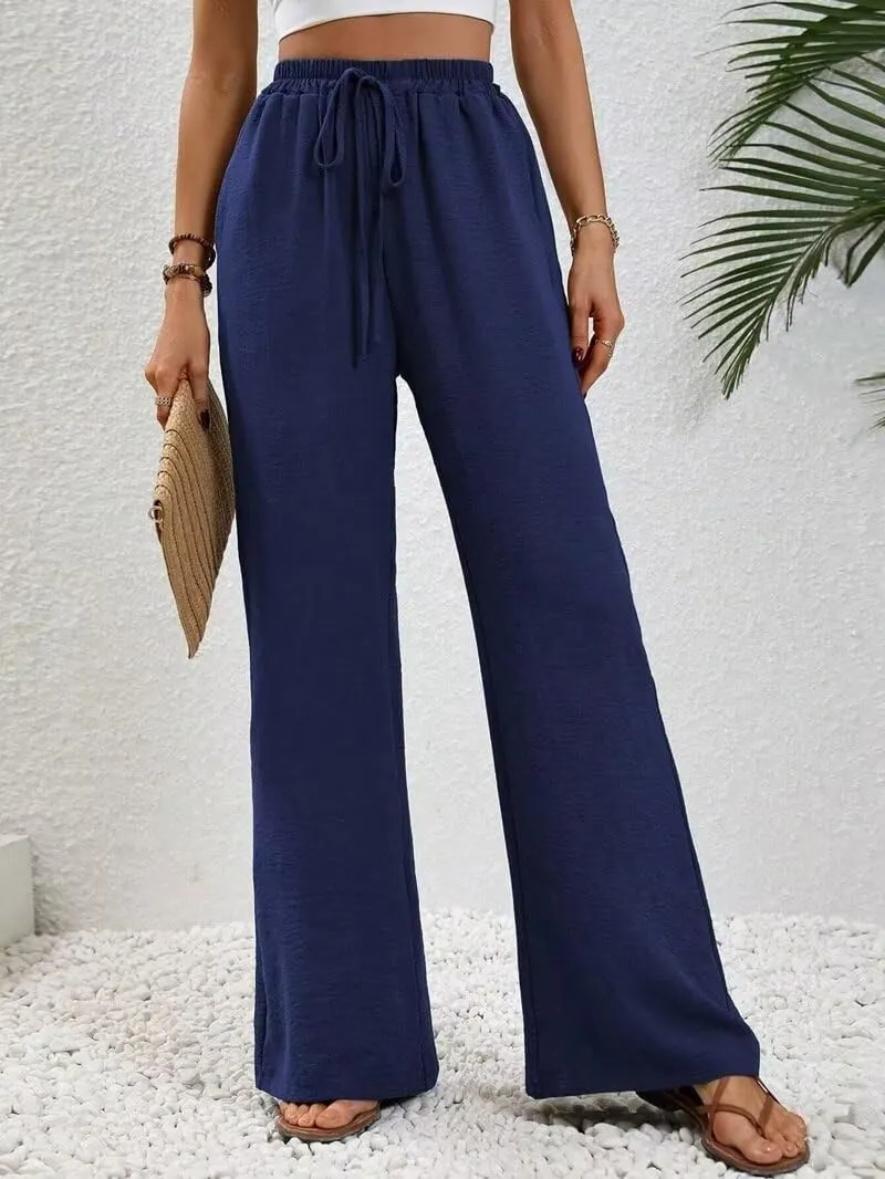 Women's Pants Womens Casual Wide Leg Pants High Waisted Button Down Straight Long Trousers Palazzo Pants
