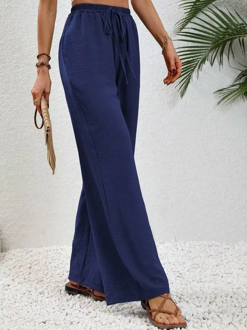 Women's Pants Womens Casual Wide Leg Pants High Waisted Button Down Straight Long Trousers Palazzo Pants