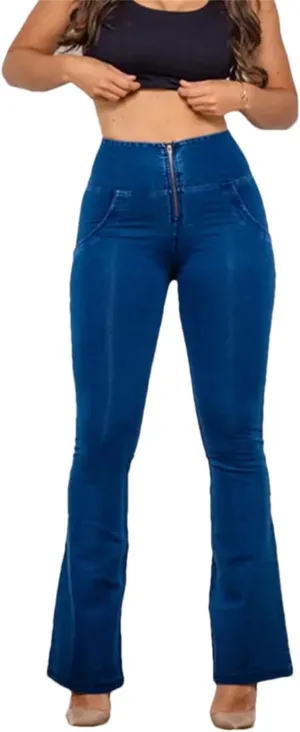 Womens Skinny Butt Lifting Flare Jeans High Strecth Yoga Pants Zipper Fly Slim Sexy Elegant Denim Pants