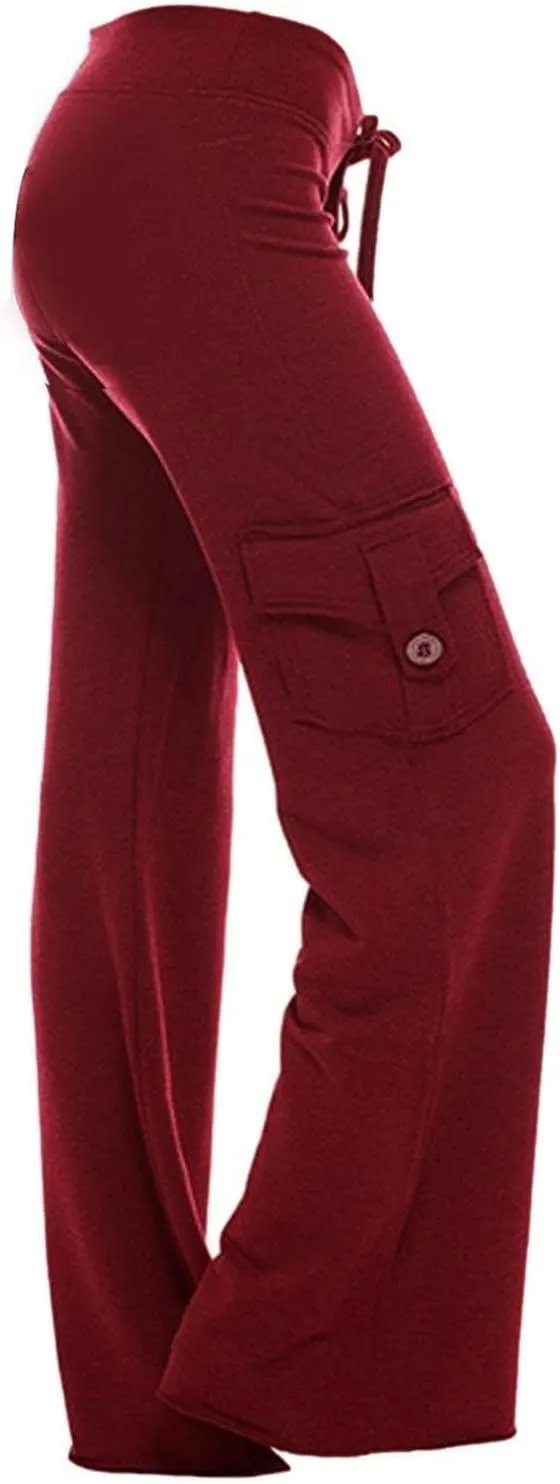 Women's Stretch High Waist Yoga Pant Trendy Daily Home Lounge Gym Fitness Sweatpants Office Work Dress Casual Trouser