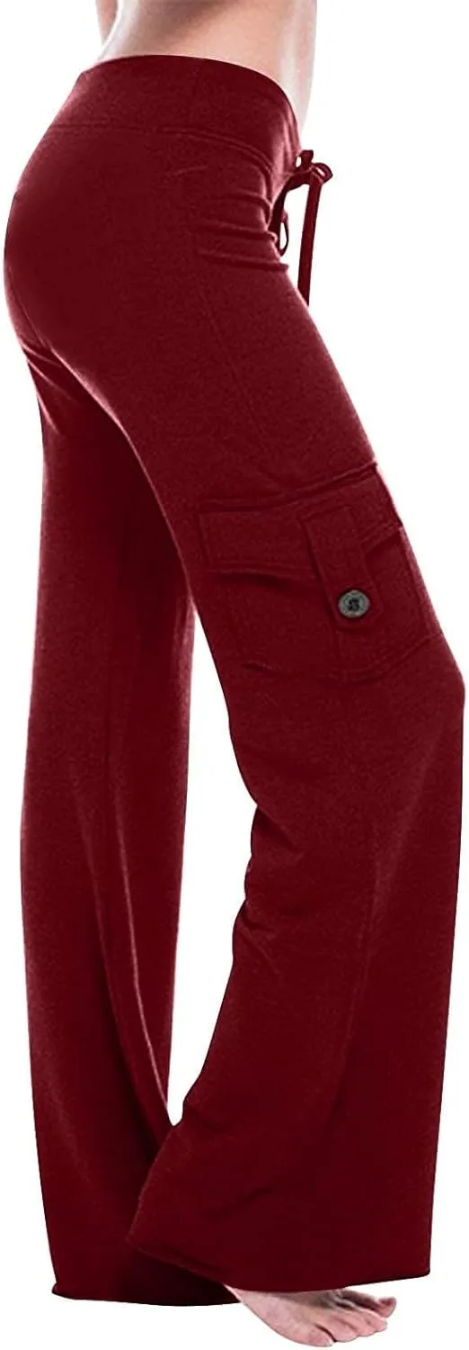 Women's Stretch High Waist Yoga Pant Trendy Daily Home Lounge Gym Fitness Sweatpants Office Work Dress Casual Trouser