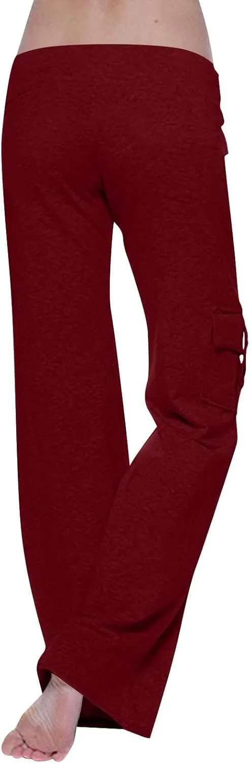 Women's Stretch High Waist Yoga Pant Trendy Daily Home Lounge Gym Fitness Sweatpants Office Work Dress Casual Trouser