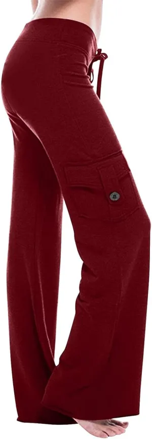 Women's Stretch High Waist Yoga Pant Trendy Daily Home Lounge Gym Fitness Sweatpants Office Work Dress Casual Trouser