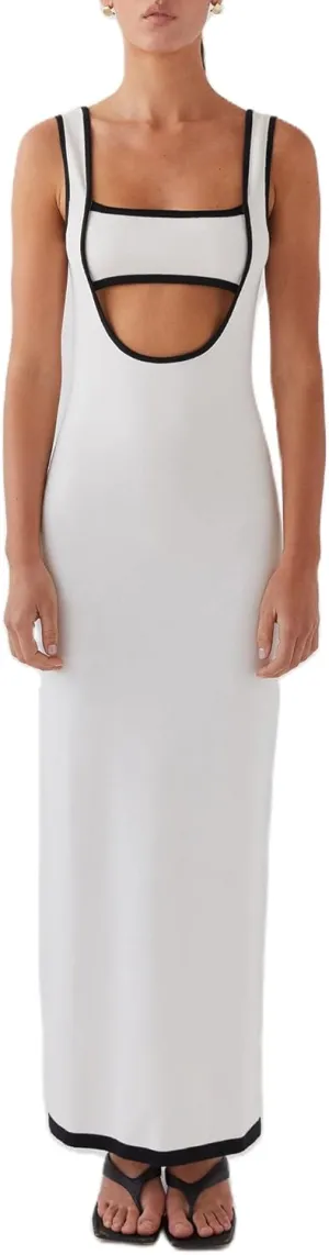 Womens Summer Bodycon Long Maxi Dress Sleeveless Scoop Neck Ribbed Knit Hollow Out Cocktail Party Dresses