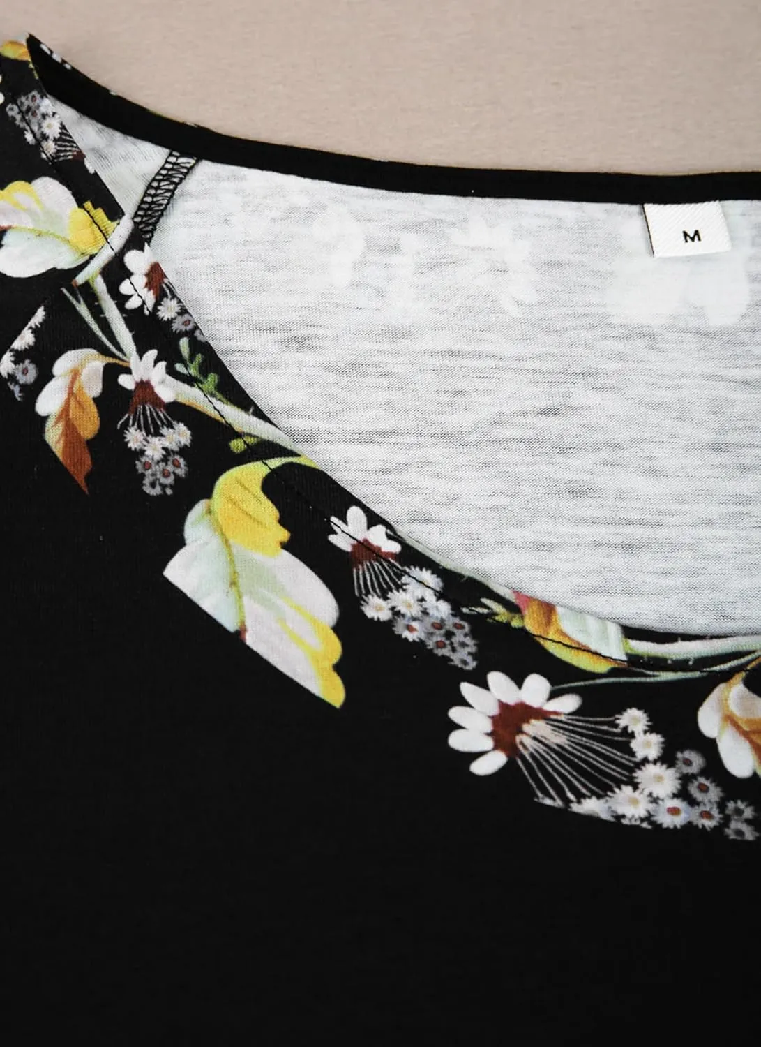 Women's Summer Floral Mini Dress Casual Crew Neck Short Sleeve Loose Fit Beach Short Dress