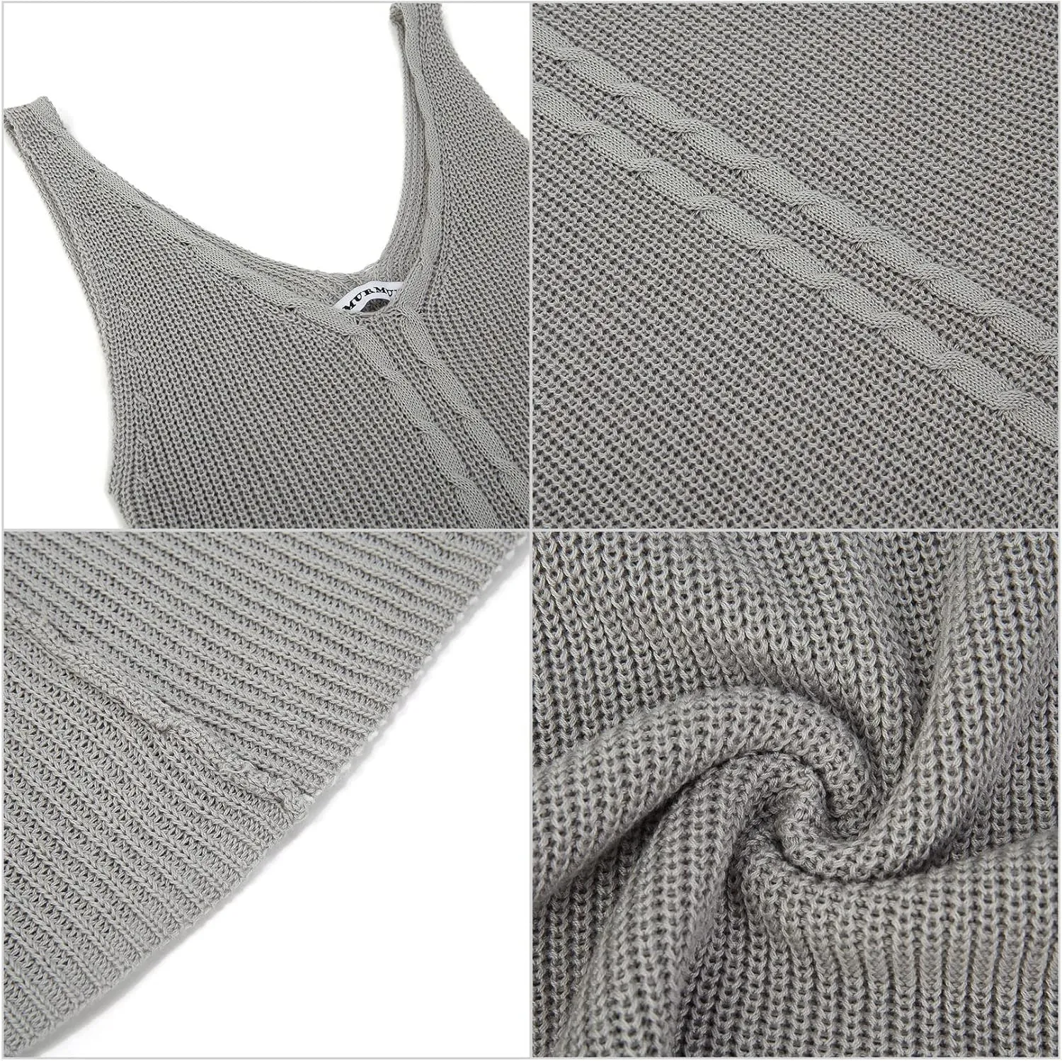 Womens Summer V Neck Tops Rib Knitted Sleeveless Tank Top Cable Knit Sweater Vest Casual Solid Tee Shirts