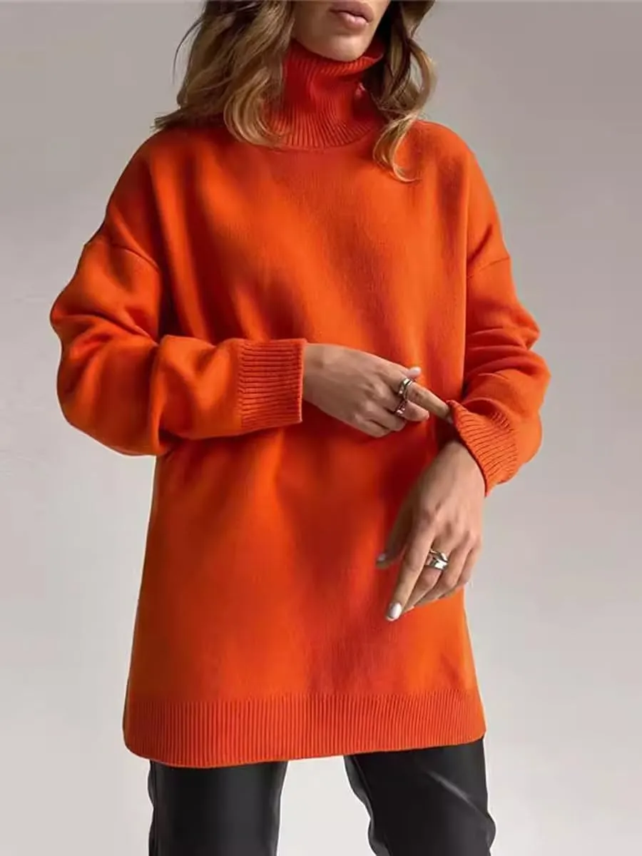 Women's Turtleneck Oversized Sweaters Long Sleeve Warm Pullover Knit Tops