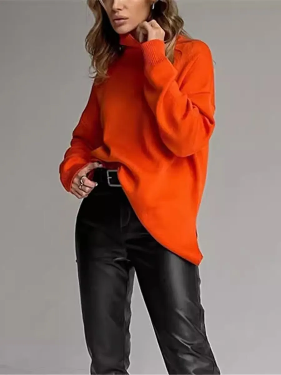 Women's Turtleneck Oversized Sweaters Long Sleeve Warm Pullover Knit Tops