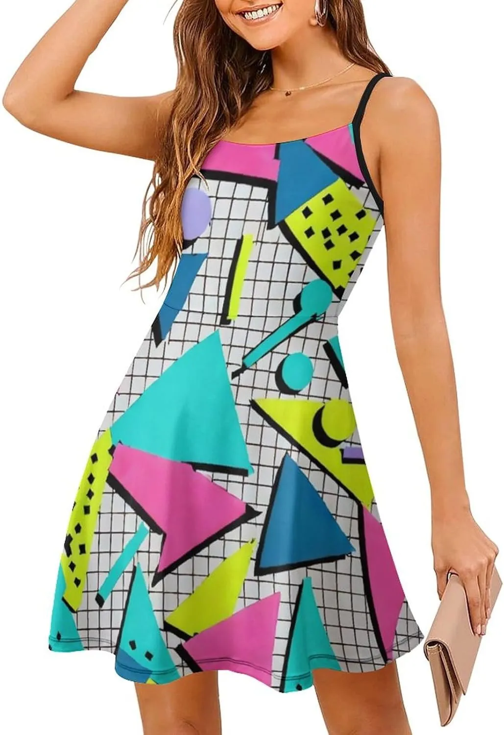 Women's U-Neck Sleeveless Swing Midi Sun Dress for Vacation Party Wedding