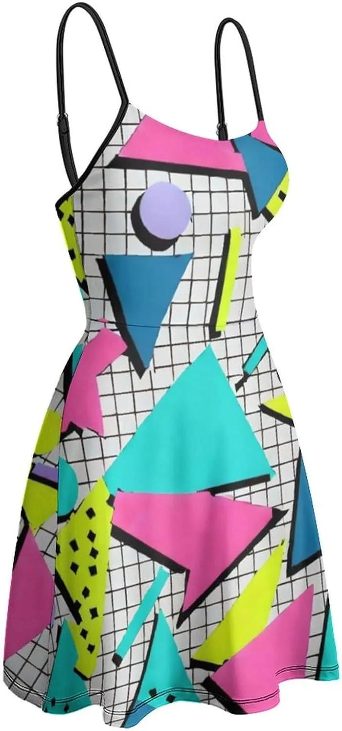 Women's U-Neck Sleeveless Swing Midi Sun Dress for Vacation Party Wedding