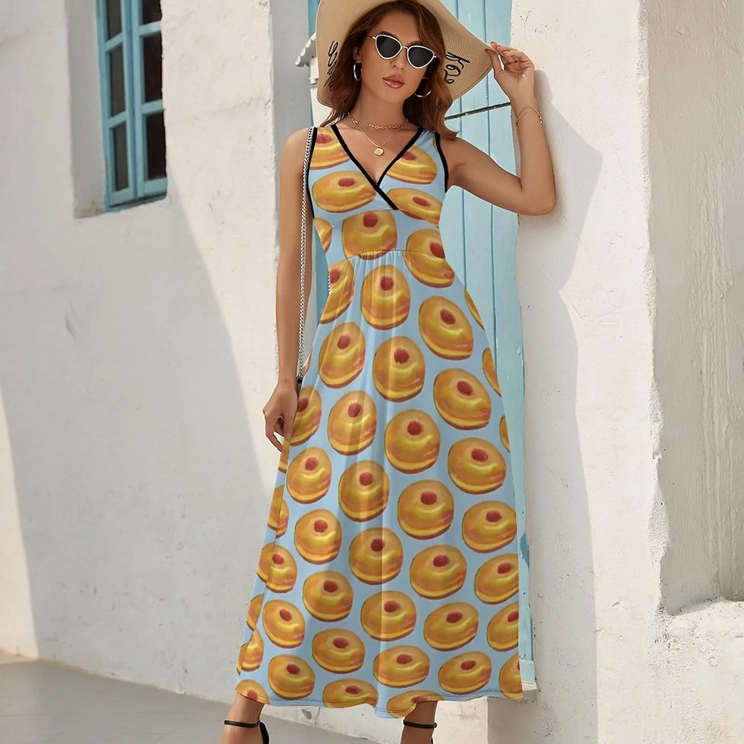 Women's V-Neck Sleeveless Flowy Long Dress for Party Beach Date