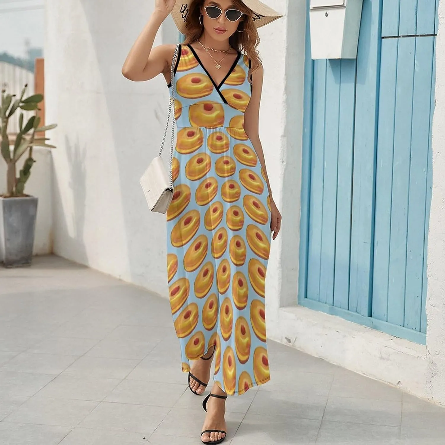 Women's V-Neck Sleeveless Flowy Long Dress for Party Beach Date