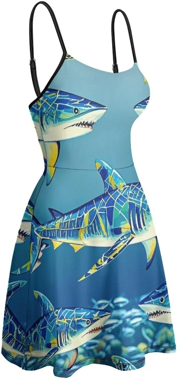 Women's V-Neck Sleeveless Loose Comfy Swing Sundress for Party Beach Date