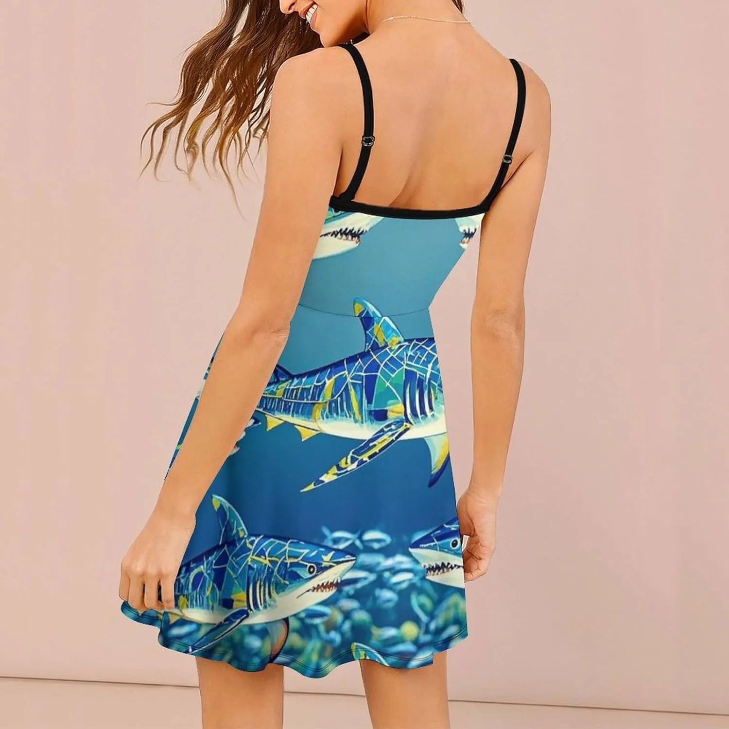 Women's V-Neck Sleeveless Loose Comfy Swing Sundress for Party Beach Date
