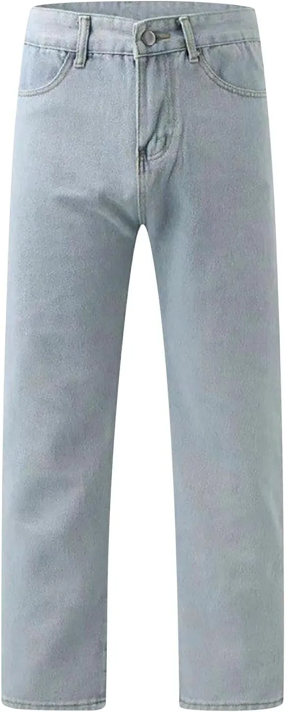 Womens Wide Leg Flare Jeans Fashion Washed High Waisted Denim Bottom Pants Daily Work Office Casual Bell Bottom Jeans