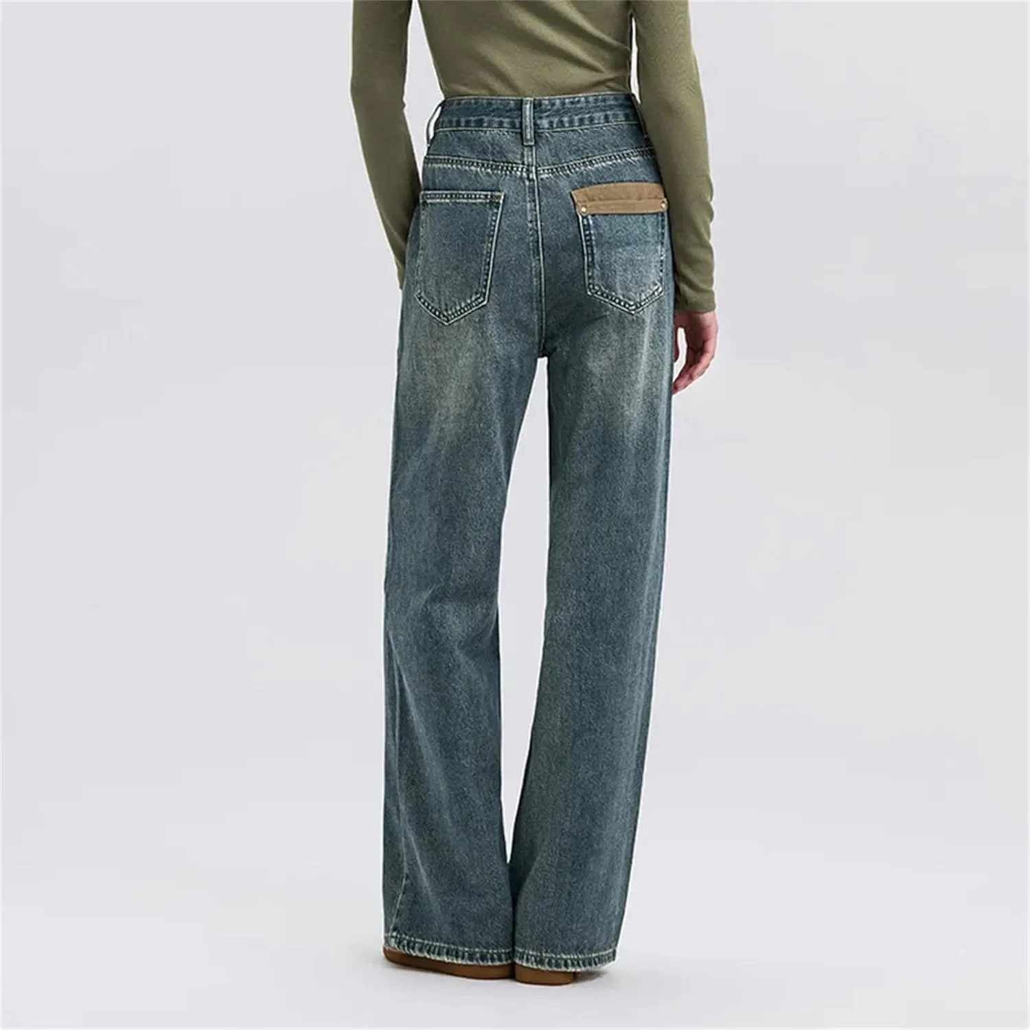 Womens Wide Leg High Waisted Jeans Boyfriend Flare Stretch Vintage Trendy Slimming Long Trousers