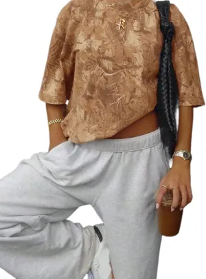 Women's Y2K Camo Print Shirts Oversized Camouflage Tops Crew Neck Basic T Shirt Casual Summer Blouse