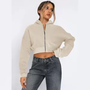 Women's Y2K Coquette Cropped Fleece Hoodie Cottagecore Long Sleeve Sweatshirt Acubi Aesthetics Zipper Clothing