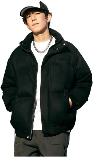 Women's Y2K Vintage Puffer Padded Jacket Aesthetics Suede Quilted Stand Collar Down Harajuku Long Sleeve Zip Top