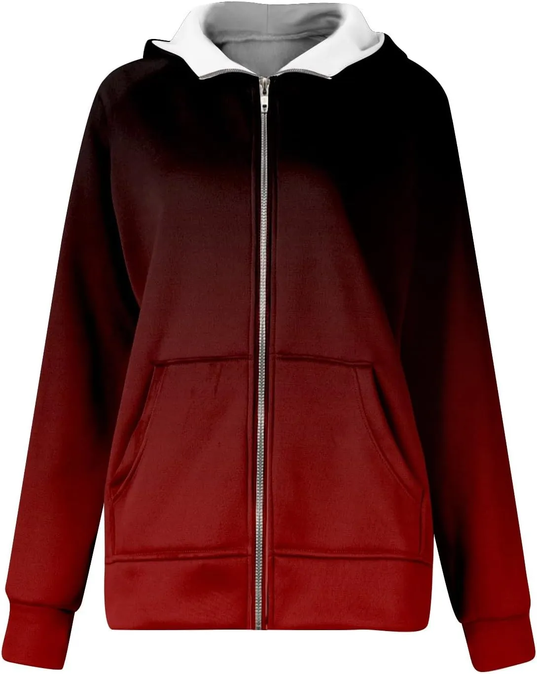 Womens Zip Up Hoodies Oversized Cropped Sweatshirts Fleece Jackets Fall Casual Comfy Gym Tops Winter Warm Clothes 2024