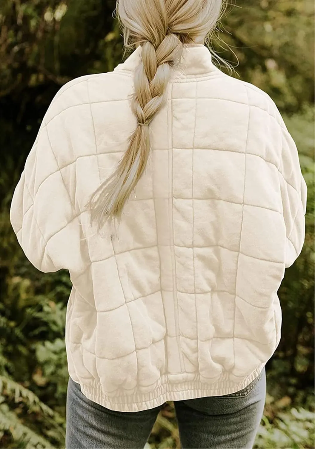 YMING Women's Baggy Lightweight Puffer Jacket Long Sleeve Zip Up Down Coat Quilted Warm Winter Down Coat With Pockets