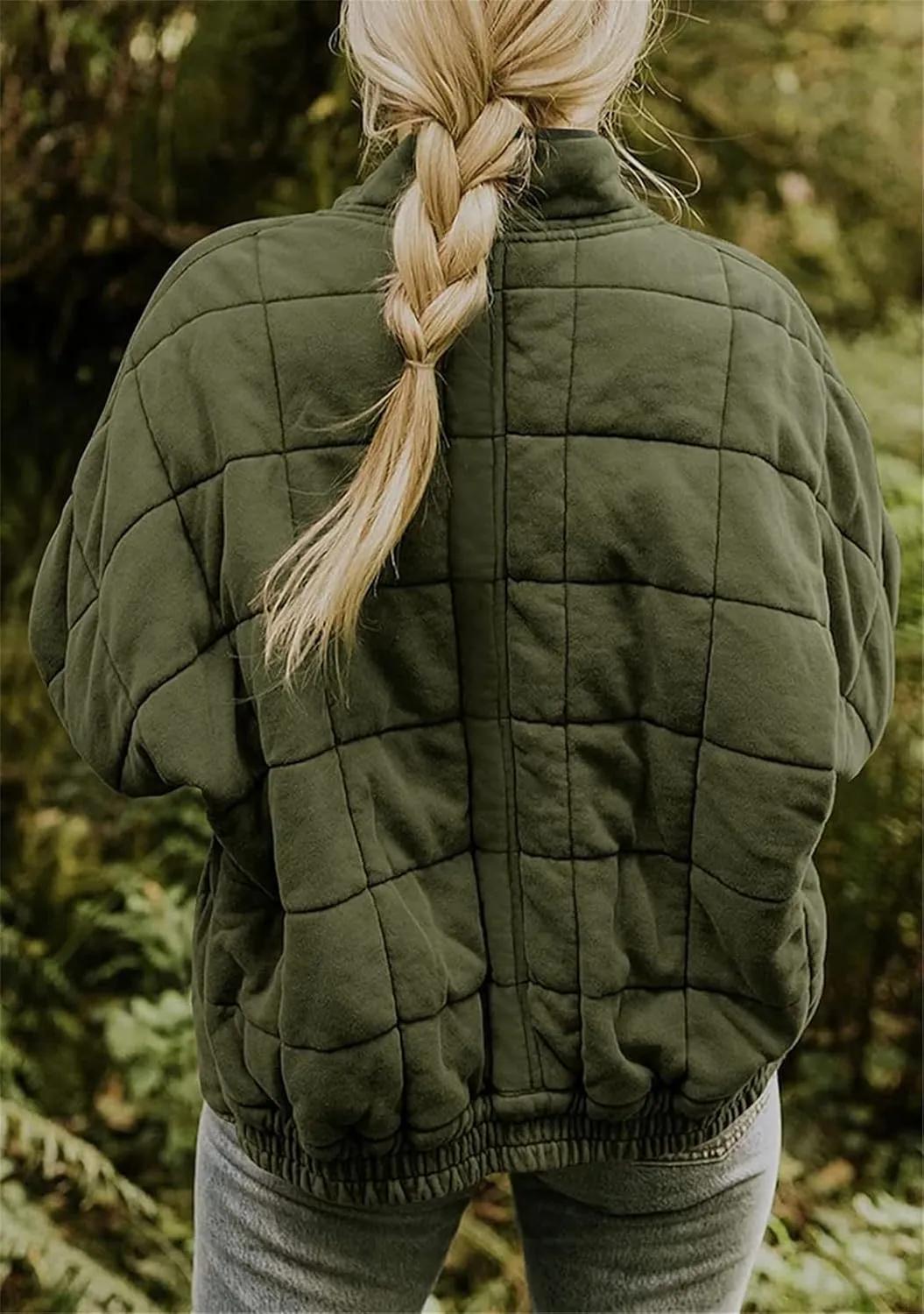 YMING Women's Baggy Lightweight Puffer Jacket Long Sleeve Zip Up Down Coat Quilted Warm Winter Down Coat With Pockets