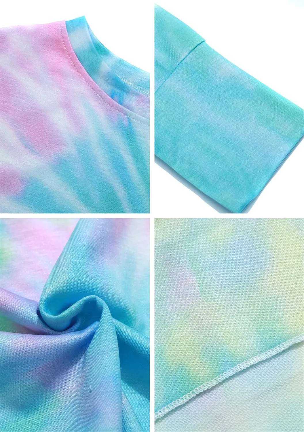 YMING Womens Tie Dye Crewneck Sweatshirt Casual Long Sleeve Pullover Fall Loose Fit Shirt Tops Plus Size